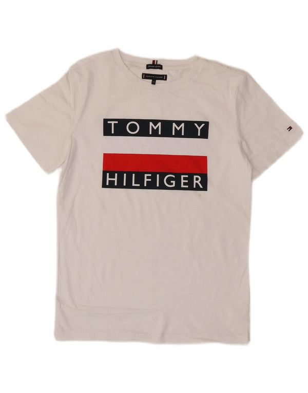 Tommy Hilfiger T-Shirt mit Grafik für Jungen, 13–14 Jahre, weißes Farbblockdesign