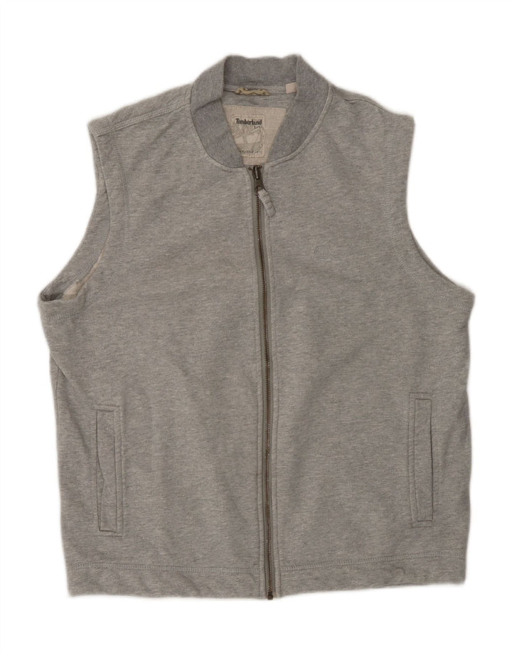 TIMBERLAND Mens Sleeveless Tracksuit Top Jacket Large Grey Cotton Vintage Timberland and Second-Hand Timberland from Messina Hembry 