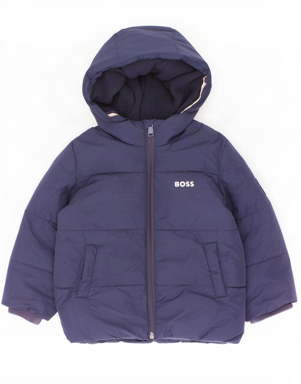 Jaqueta acolchoada com capuz Hugo Boss Baby Boys 18-24 meses azul marinho poliéster
