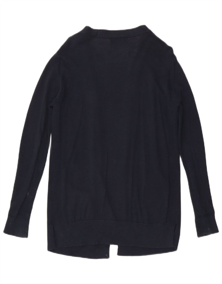 MARKS & SPENCER Womens Open Cardigan Sweater UK 12 Medium Navy Blue Cotton