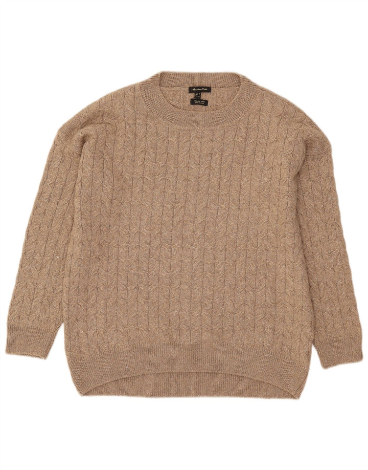Massimo Dutti Womens Oversized Crew Neck Jumper Sweater UK 10 Small Grey