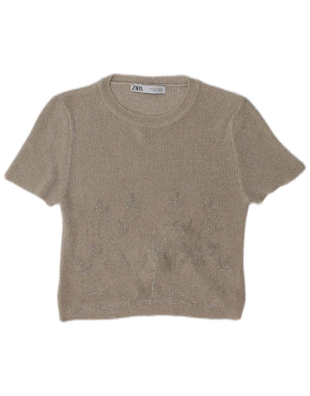 Blusa feminina Zara Top UK 12 Médio Bege