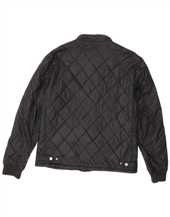Zara Mens Quilted Jacket UK 42 XL Black Polyester