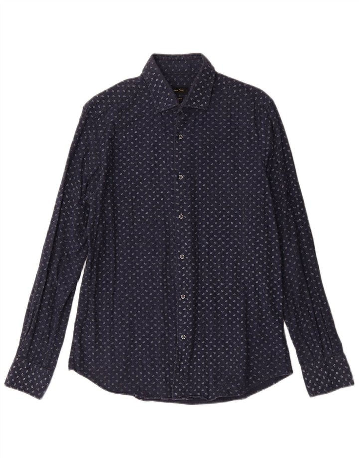 Camisa masculina Massimo Dutti média azul marinho algodão paisley