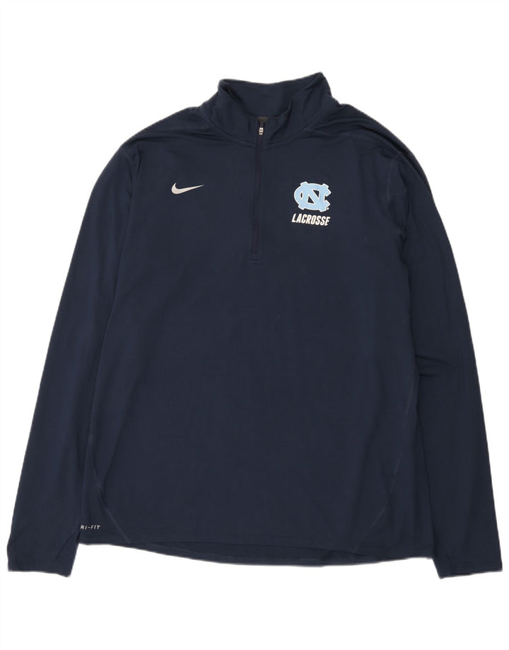 Мужской пуловер на молнии с графическим принтом Nike Dri Fit, спортивный костюм, топ XL, темно-синий