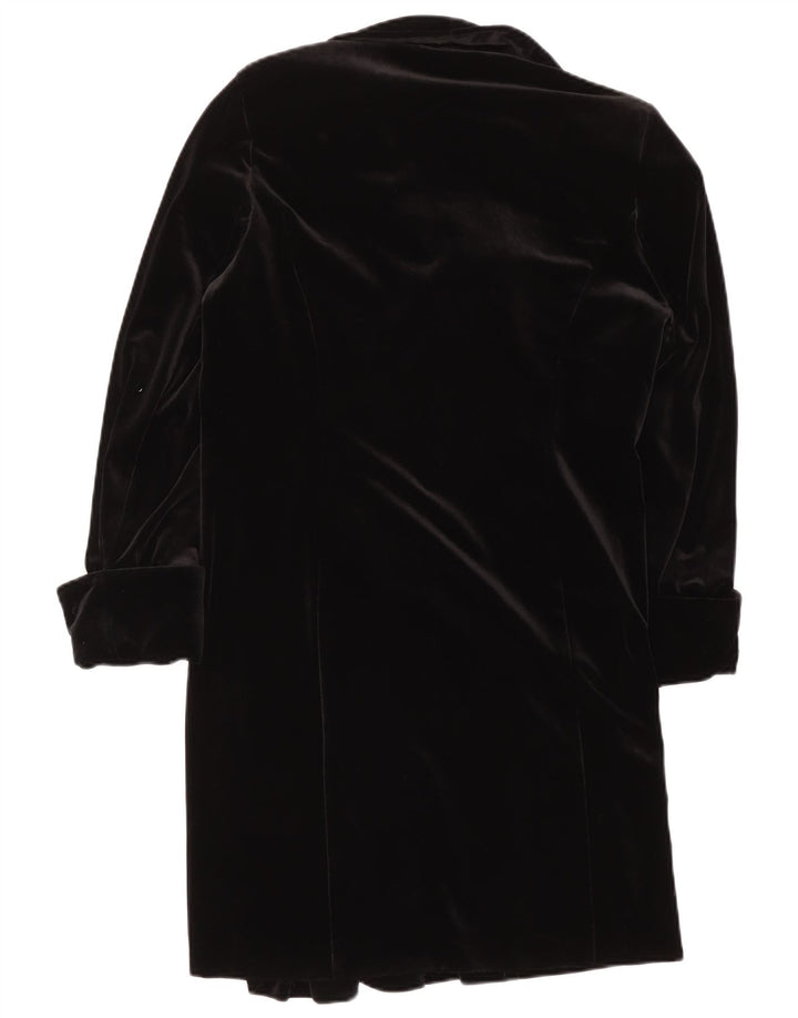 Vintage Womens Velvet Overcoat UK 16 Large Black Polyester