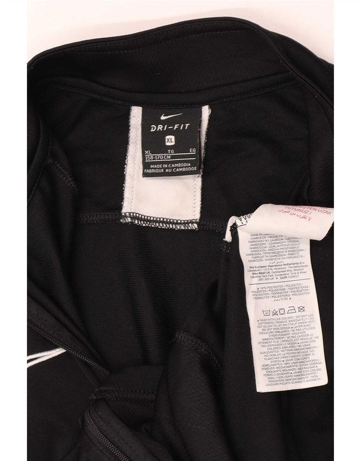 Nike Boys Tracksuit Top Jacket 13-14 Years XL Black Colourblock Polyester