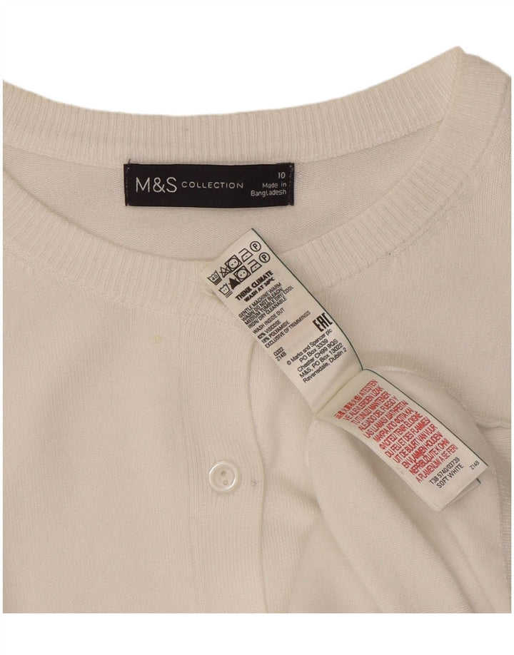 Marks & Spencer Womens Cardigan Sweater UK 10 Small White Viscose