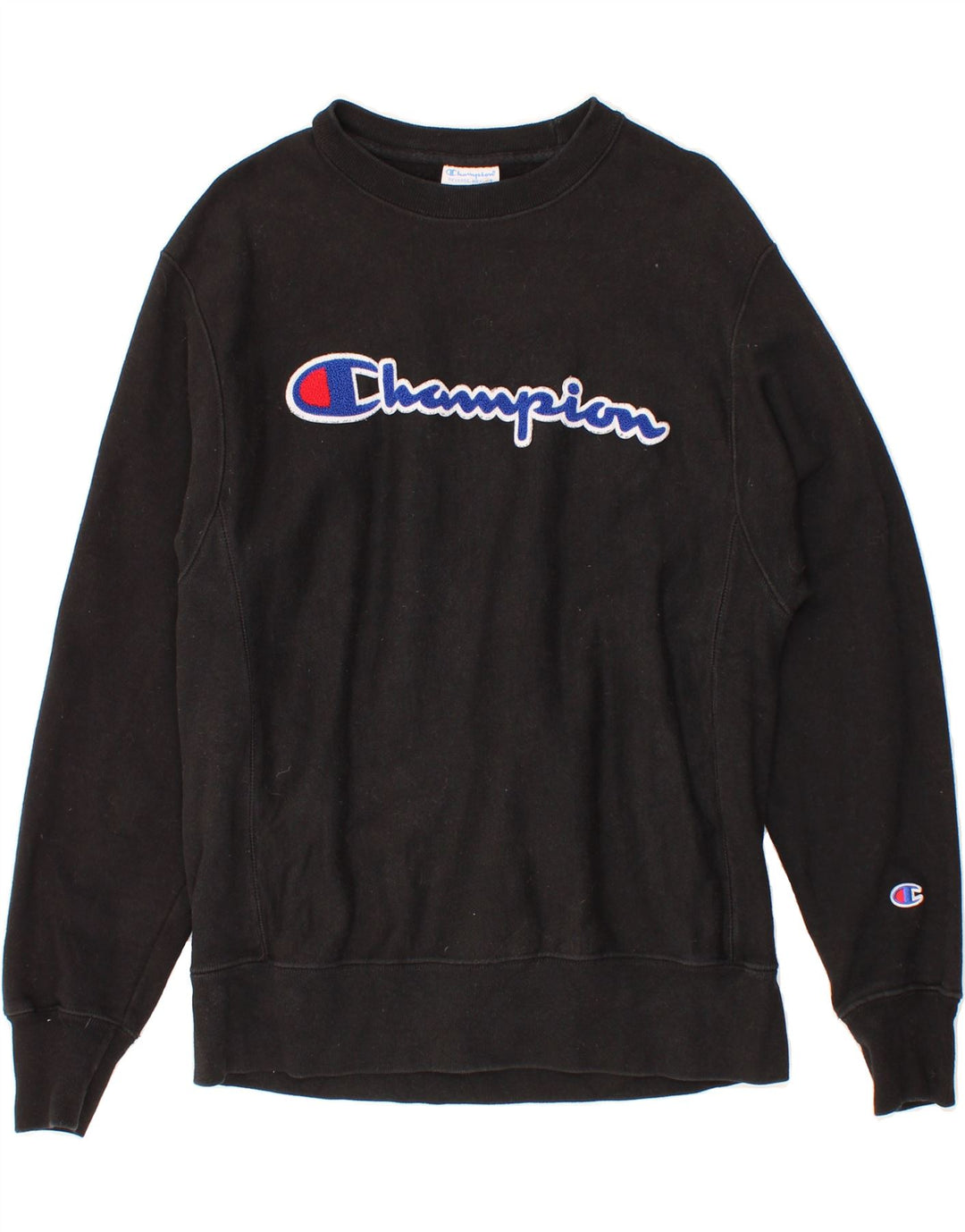 CHAMPION Mens Graphic Sweatshirt Jumper Medium Black Cotton Vintage Champion and Second-Hand Champion from Messina Hembry 