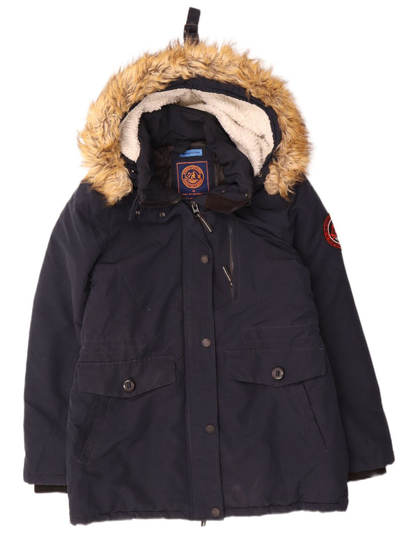 Giacca da sci imbottita da donna Superdry UK 12 nylon blu navy medio