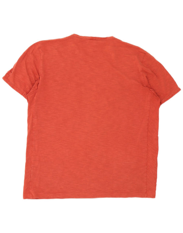 Hugo Boss Mens Slim Fit T-Shirt Top 2XL Orange Flecked Cotton