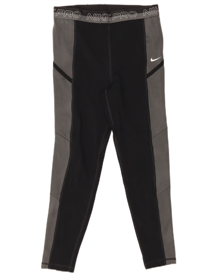 Nike Womens Dri Fit Graphic Leggings UK 12 Medium  Black Polyester