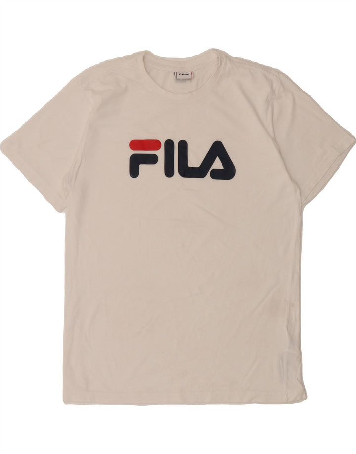 FILA Mens Graphic T-Shirt Top Small White Cotton Vintage Fila and Second-Hand Fila from Messina Hembry 