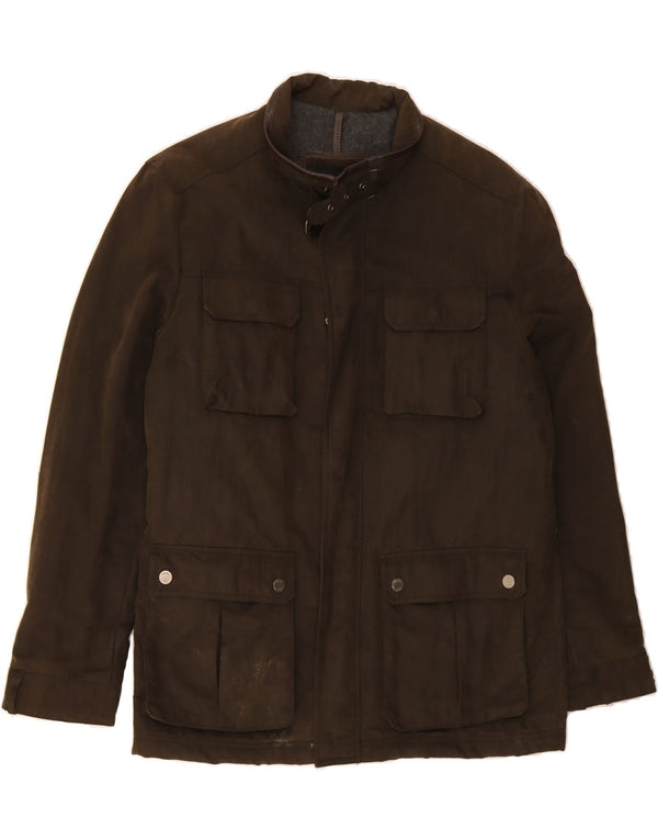 MASSIMO DUTTI Mens Waxed Cotton Jacket UK 44 2XL Brown