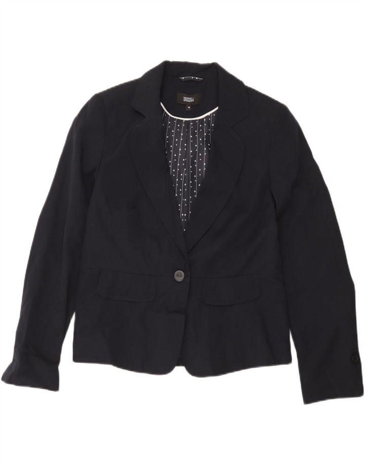 Marks & Spencer Womens Blazer Jacket UK 14 Medium Navy Blue Striped