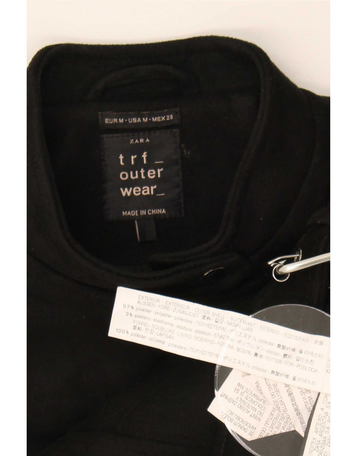 Zara Dame Trafaluc Crop Biker Jacket UK 12 Medium Sort Polyester