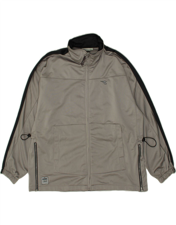 DIADORA Womens Tracksuit Top Jacket UK 14 Large Grey Polyester Vintage Diadora and Second-Hand Diadora from Messina Hembry 