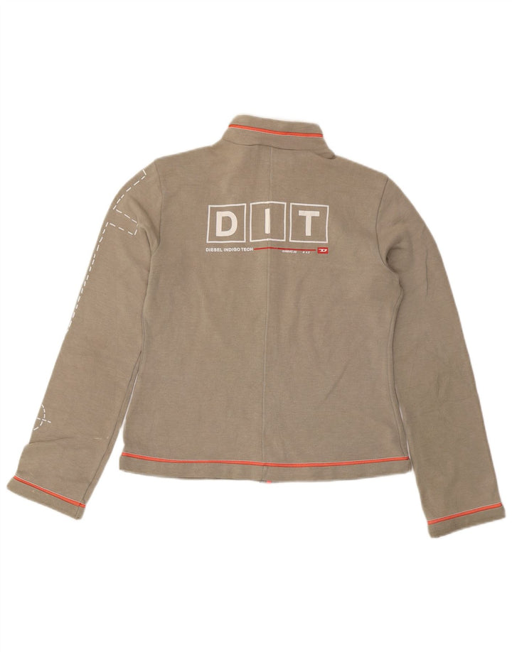Diesel Womens Graphic Tracksuit Top Jacket UK 14 Large Grey Polyester
