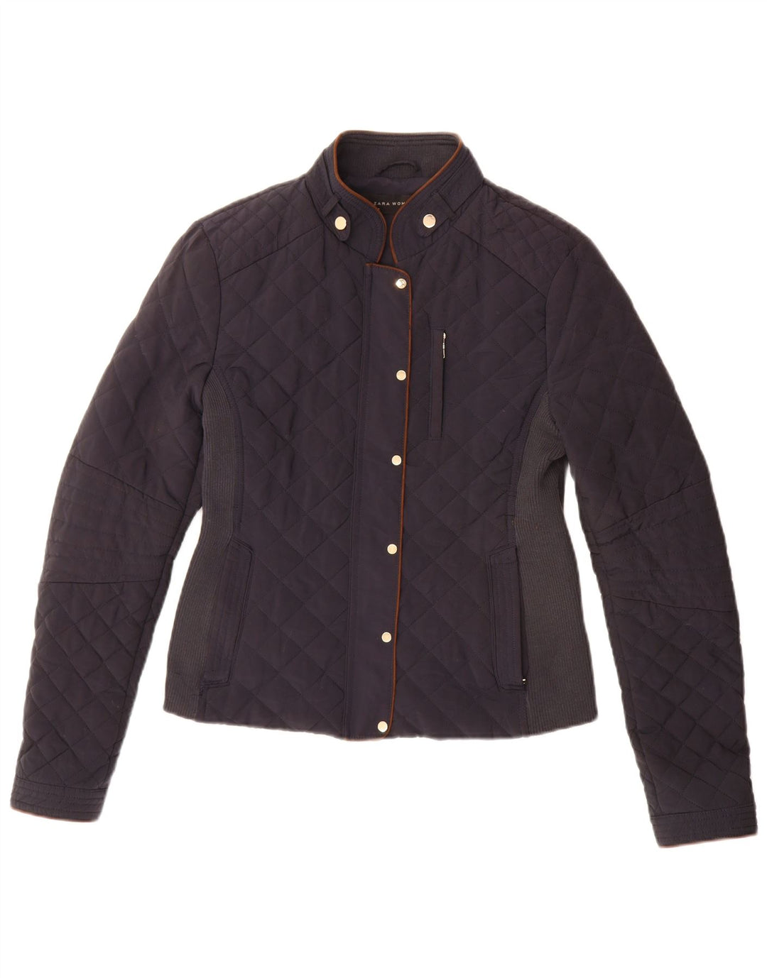 Giacca trapuntata da donna Zara UK 14 color block blu navy medio