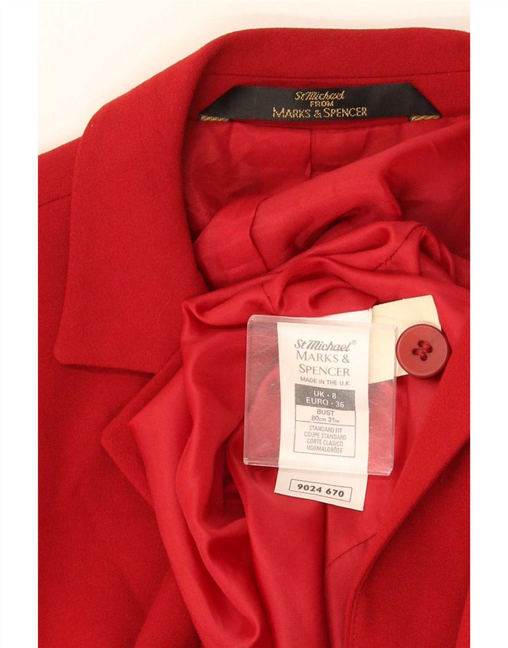 Marks & Spencer Womens St. Michael Longline Blazer Jacket UK 8 Small Red