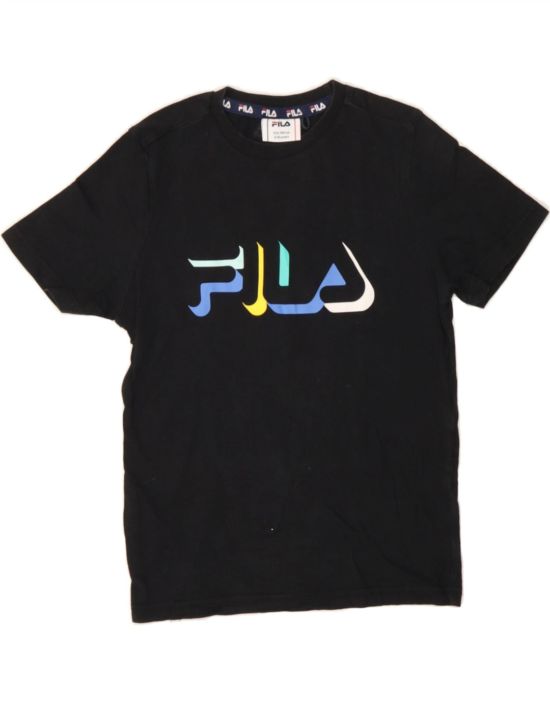FILA Boys Graphic T-Shirt Top 9-10 Years Black Vintage Fila and Second-Hand Fila from Messina Hembry 