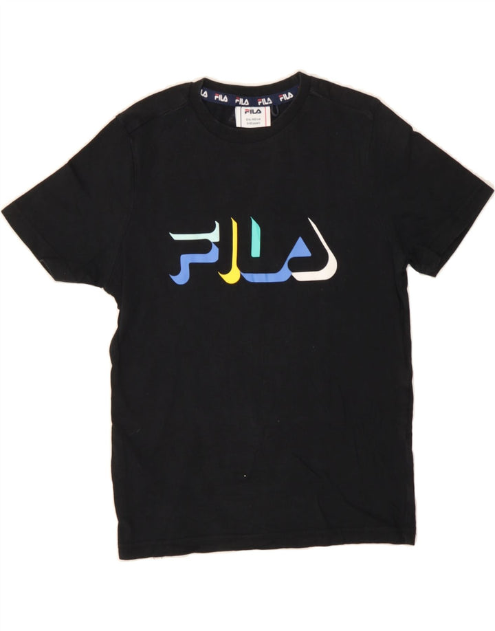 FILA Boys Graphic T-Shirt Top 9-10 Years Black Vintage Fila and Second-Hand Fila from Messina Hembry 