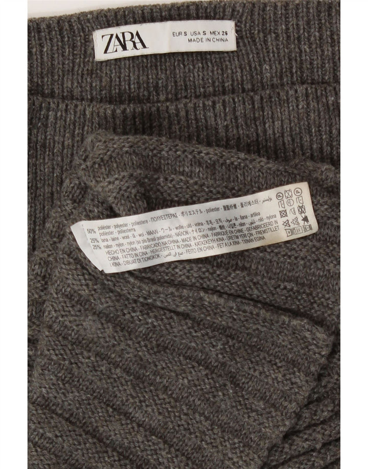 Zara Damen-Strickrock in A-Linie, Größe S, W26, Grau, Polyester