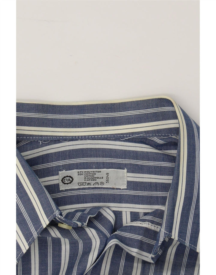 C&A Mens Short Sleeve Shirt Small Navy Blue Pinstripe Polyester Vintage C&A and Second-Hand C&A from Messina Hembry 