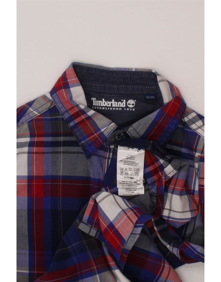 Timberland Boys Shirt 7-8 Years Navy Blue Check Cotton