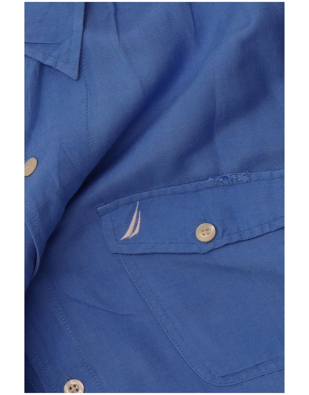 NAUTICA Mens Short Sleeve Shirt Large Blue Linen