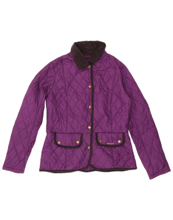 Barbour Damen Steppjacke UK 12 Medium Purple Colourblock Polyester