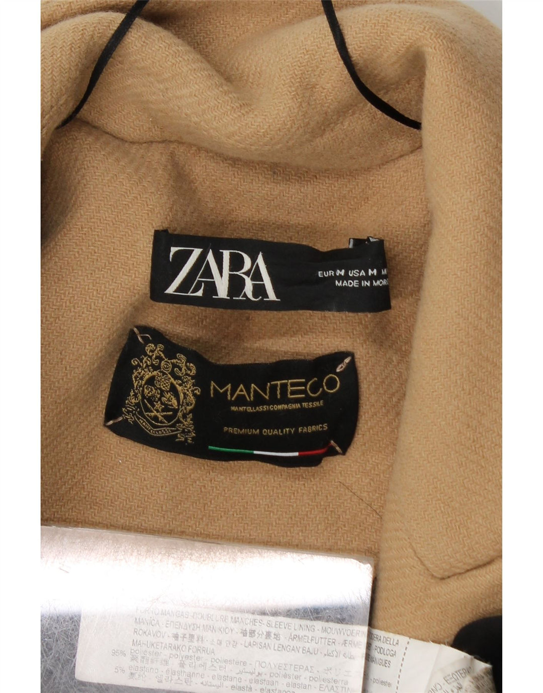 Zara Womens Double Breasted Coat UK 14 Medium Beige Polyester