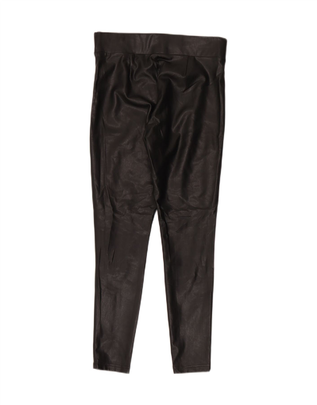 Marks & Spencer Womens Faux Leather Leggings UK 12 Medium  Black Polyester