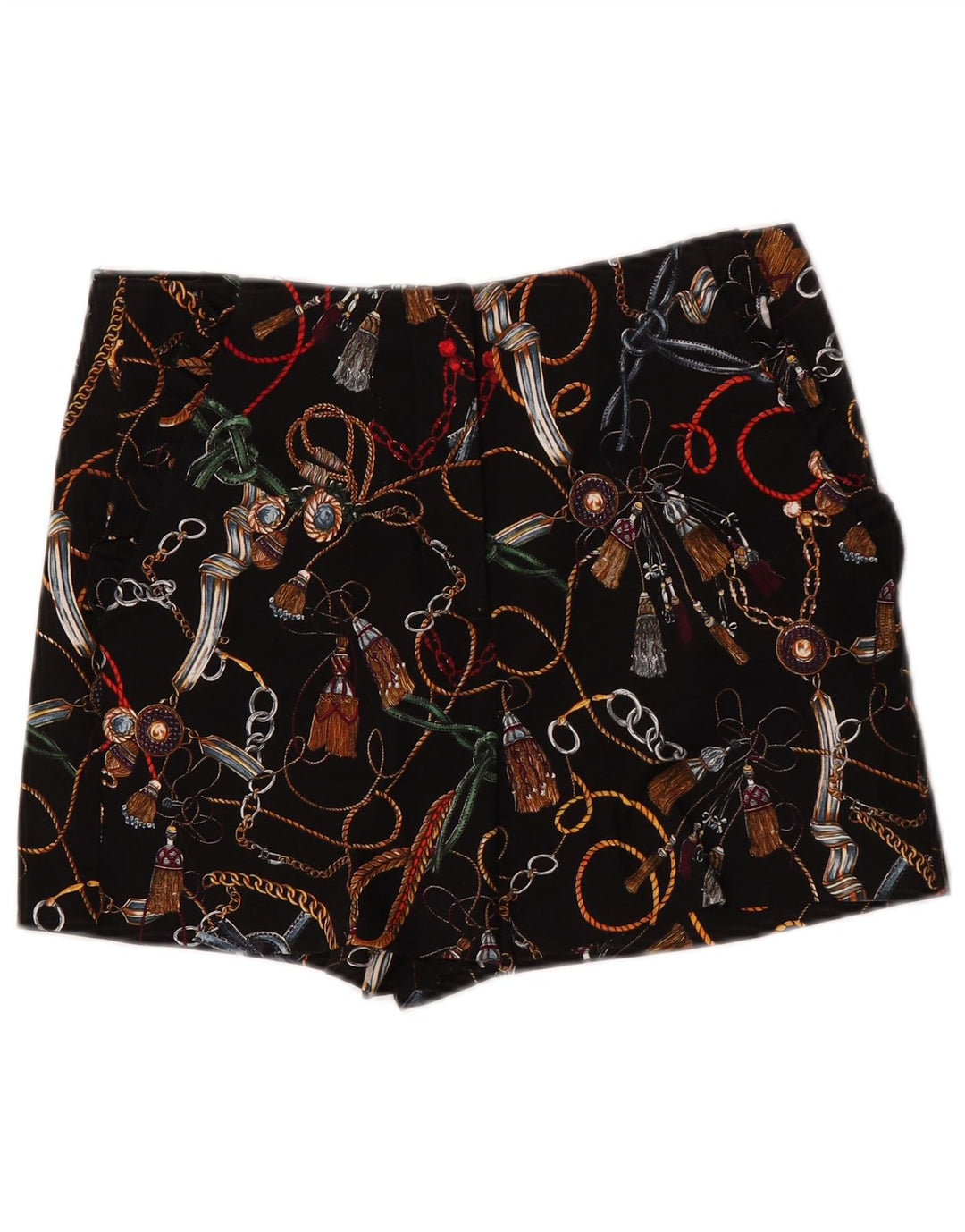 Zara Womens Abstract Pattern High Waist Chino Shorts Medium W28 Black