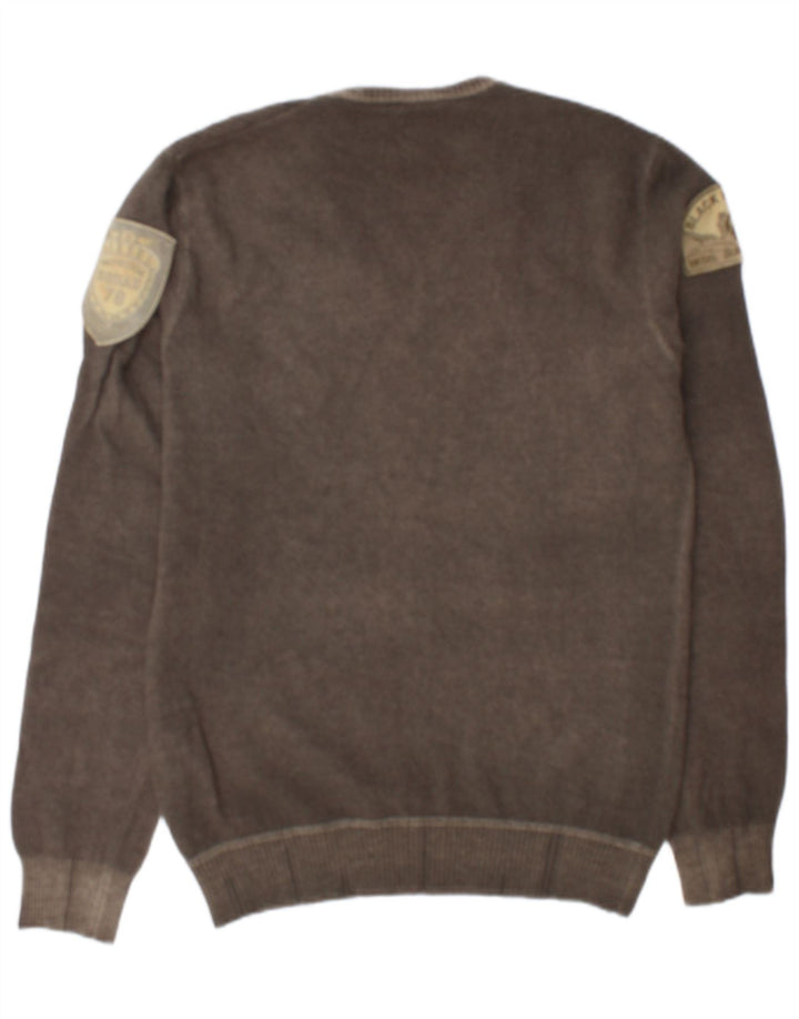 Diesel Mens V-Neck Jumper Sweater XL Grey Wool