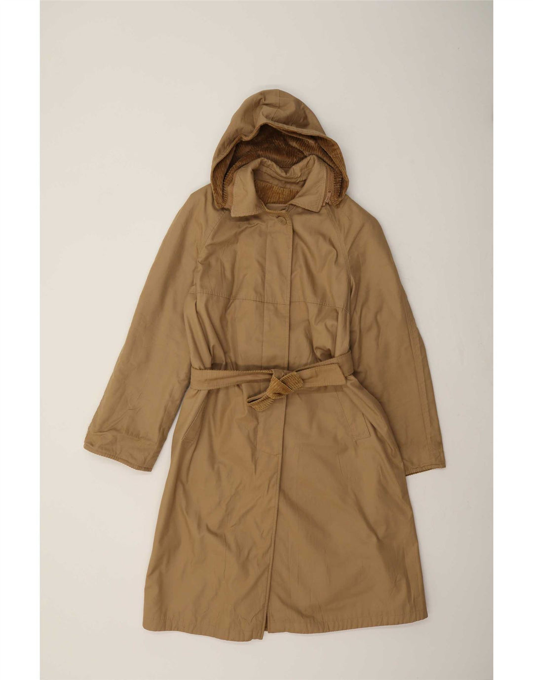 Cappotto reversibile con cappuccio da donna vintage UK 14 Beige medio
