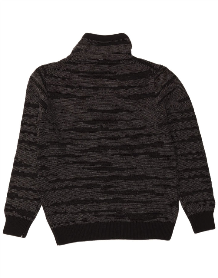 Dkny Mens Roll Neck Jumper Sweater Medium Black Striped Cotton