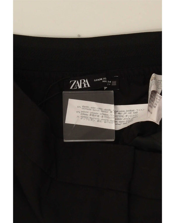 Zara Damen High Waist Tapered Chino Hose 2XL W34 L27 Schwarze Baumwolle