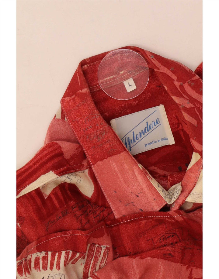 Vintage Mens Short Sleeve Shirt Large Red Patchwork
