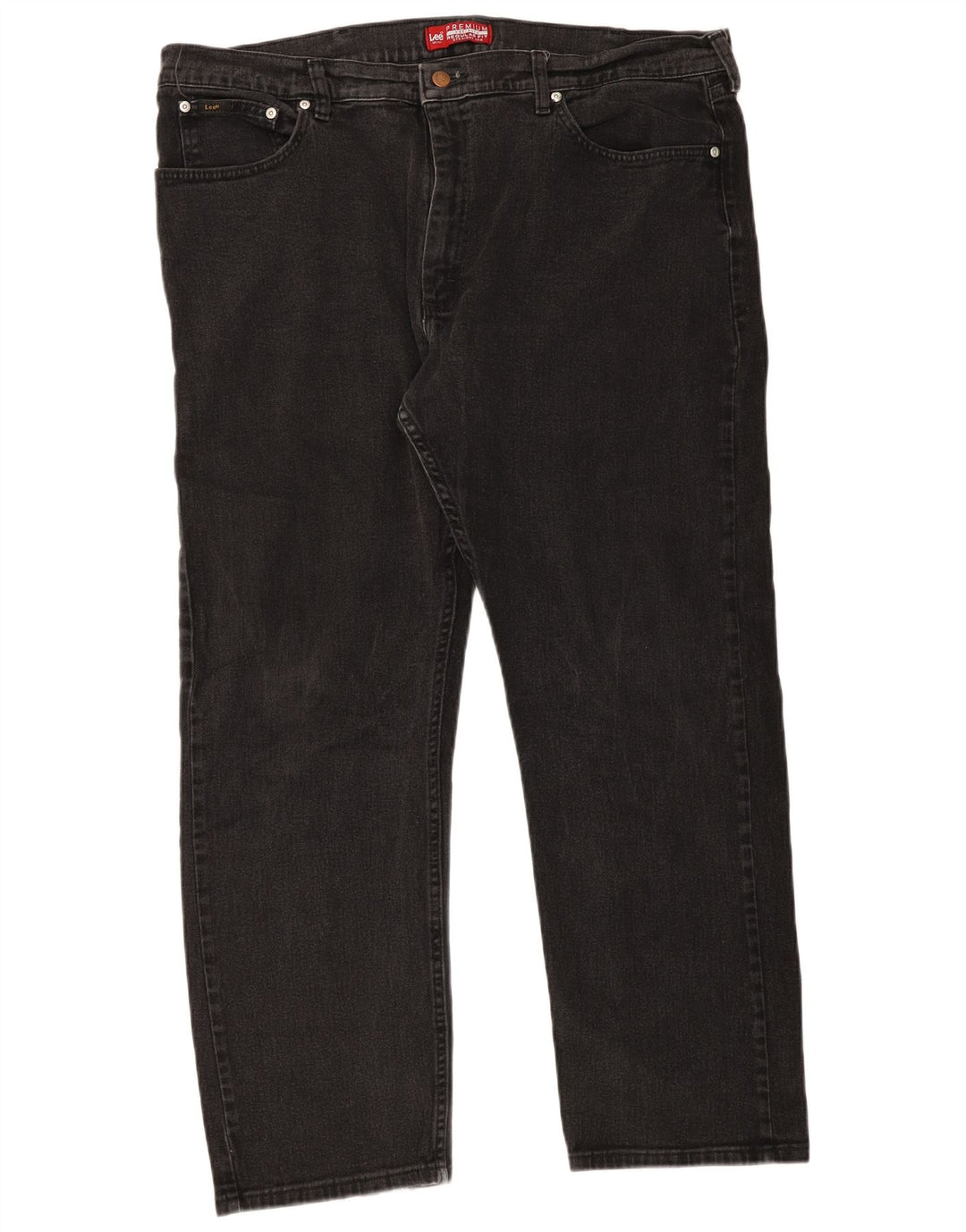 Lee Mens Regular Fit Straight Jeans W42 L30 Black Cotton