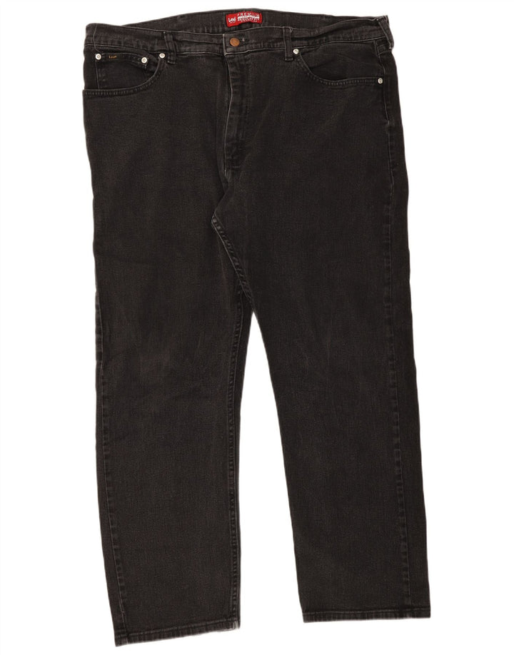 Lee Mens Regular Fit Straight Jeans W42 L30 Black Cotton