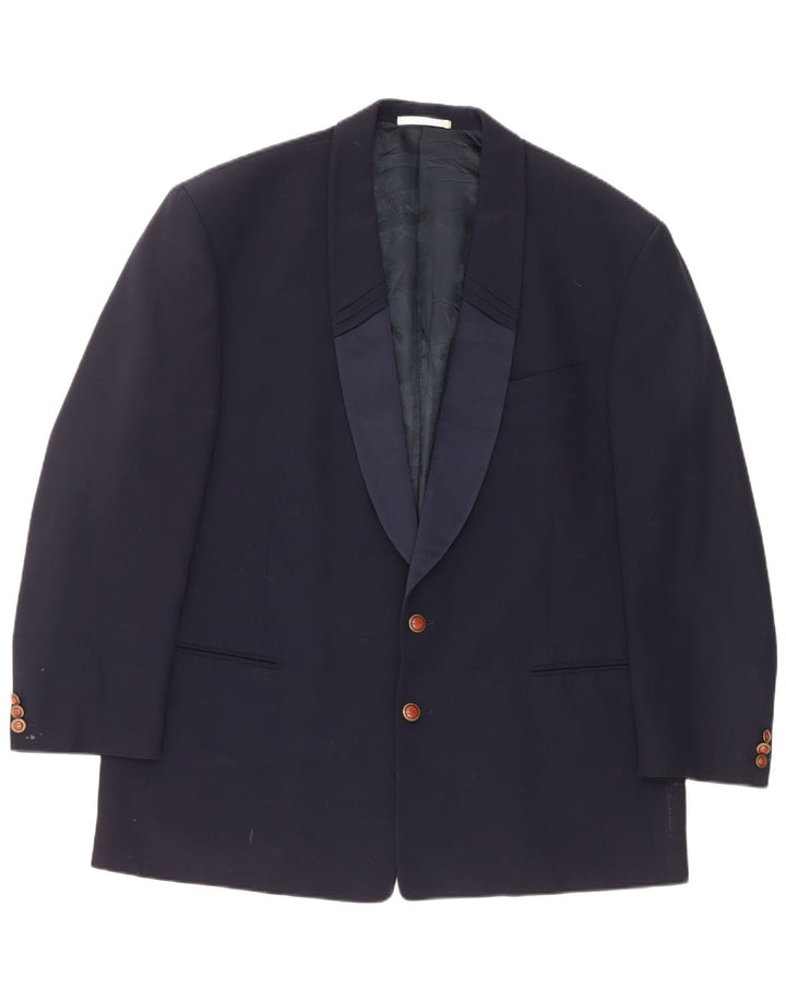 Carlo Pignatelli Mens 2 Button Blazer Jacket IT 58 4XL Navy Blue Wool