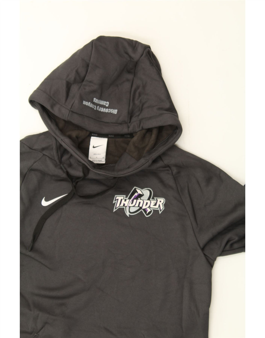 NIKE Mens Dri Fit Graphic Hoodie Jumper Small Grey Polyester Vintage Nike and Second-Hand Nike from Messina Hembry 