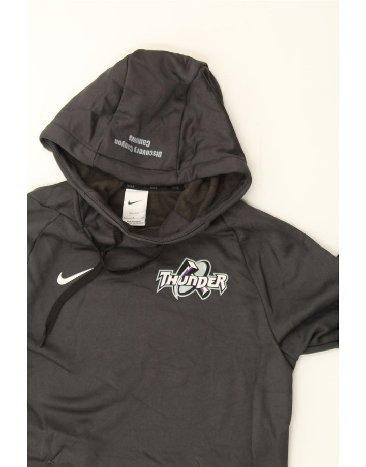 NIKE Mens Dri Fit Graphic Hoodie Jumper Small Grey Polyester Vintage Nike and Second-Hand Nike from Messina Hembry 