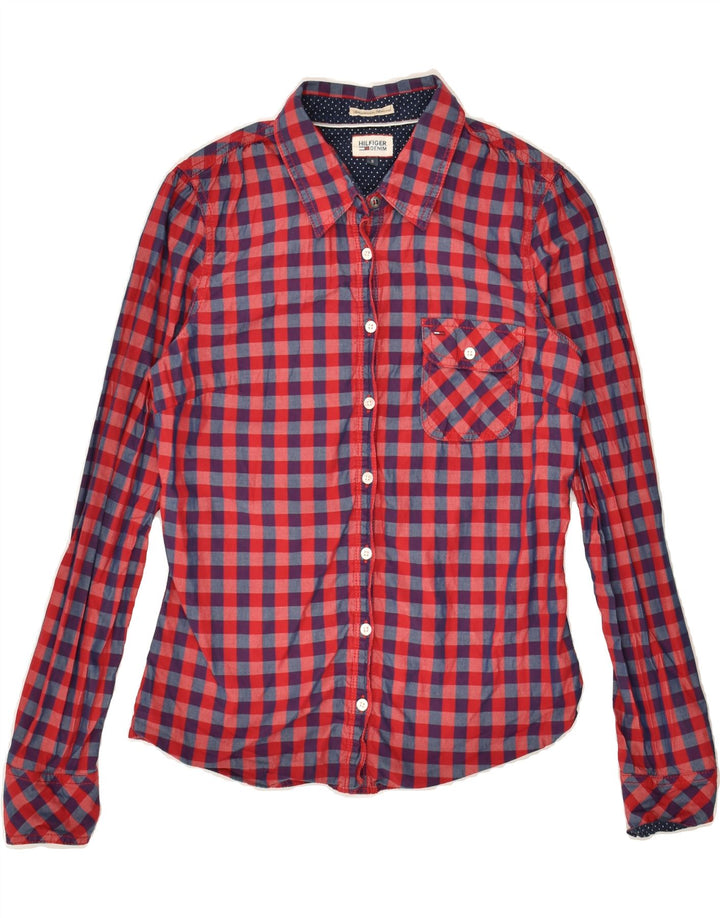 TOMMY HILFIGER Womens Shirt UK 10 Small Red Check | Vintage Tommy Hilfiger | Thrift | Second-Hand Tommy Hilfiger | Used Clothing | Messina Hembry 