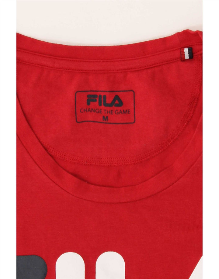 Fila Womens Graphic T-Shirt Top UK 12 Medium Red