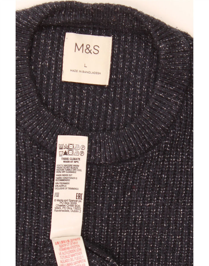Marks & Spencer Herre sweater med rund hals, stor marineblå flækket