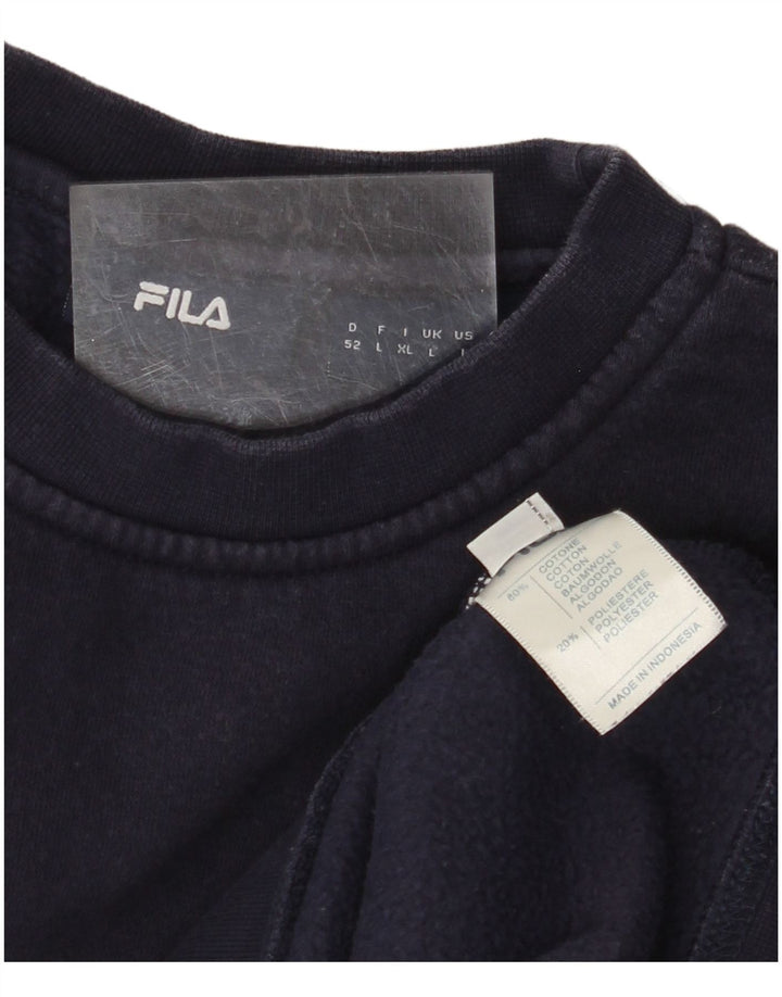 FILA Mens Sweatshirt Jumper Large Navy Blue Cotton