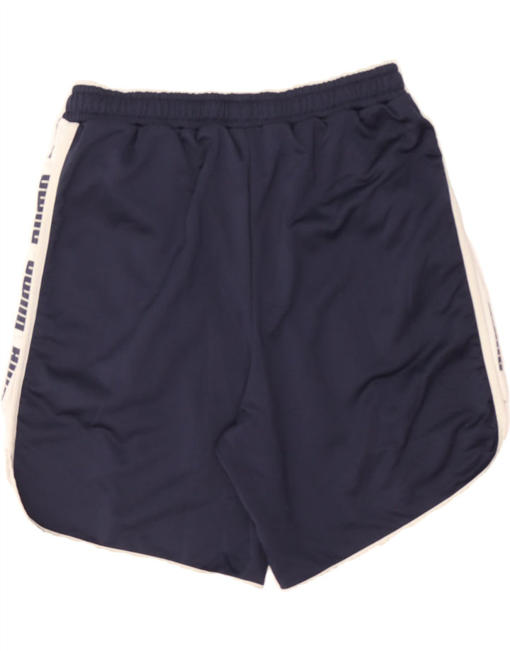 PUMA Mens Graphic Sport Shorts Medium Navy Blue Colourblock Polyester Vintage Puma and Second-Hand Puma from Messina Hembry 