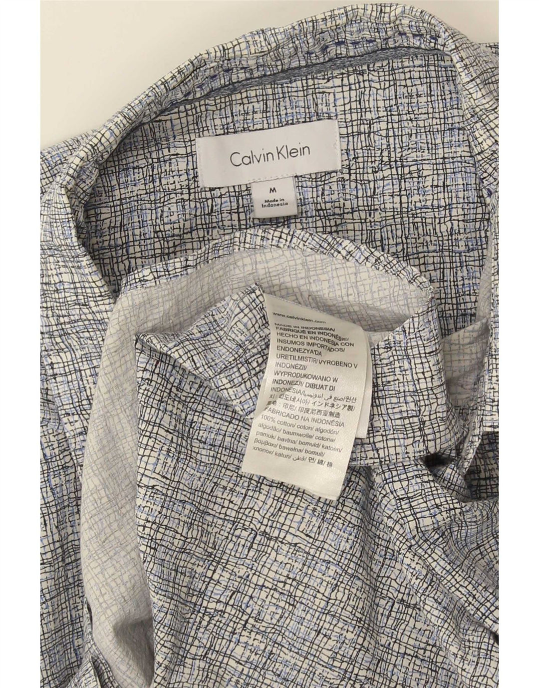 Cămașă cu mânecă scurtă pentru bărbați Calvin Klein, din bumbac vichy, gri mediu